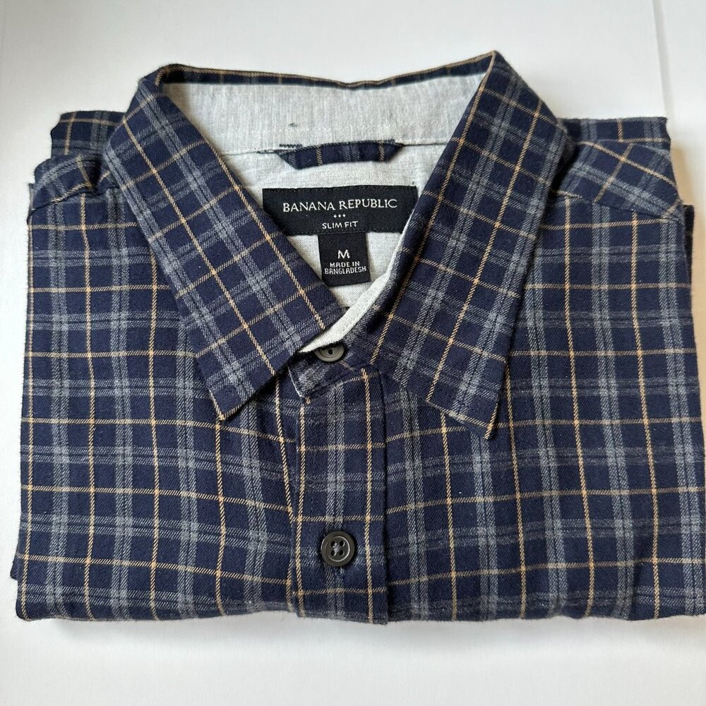 Banana Republic - Navy Plaid - Slim Fit Medium